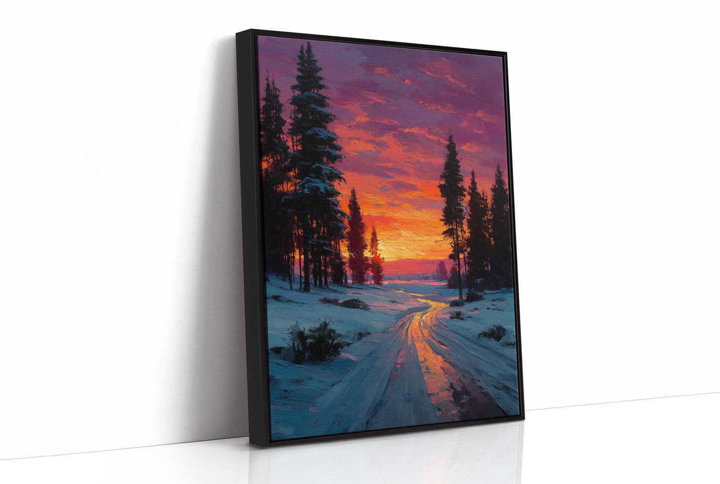 Winter Path Catches Fire At Dusk