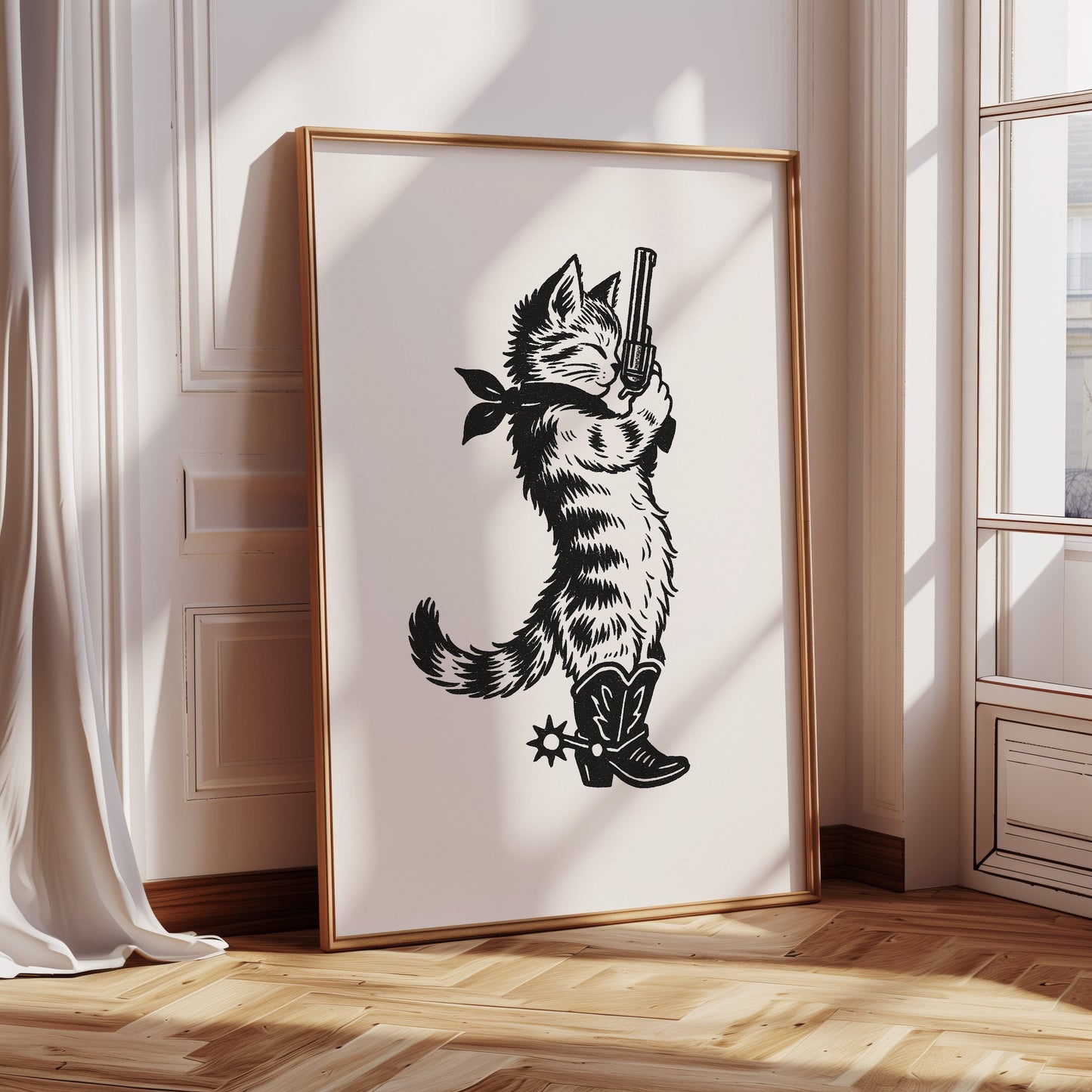 Purrpare for Trouble – Cowboy Cat Sheriff Print
