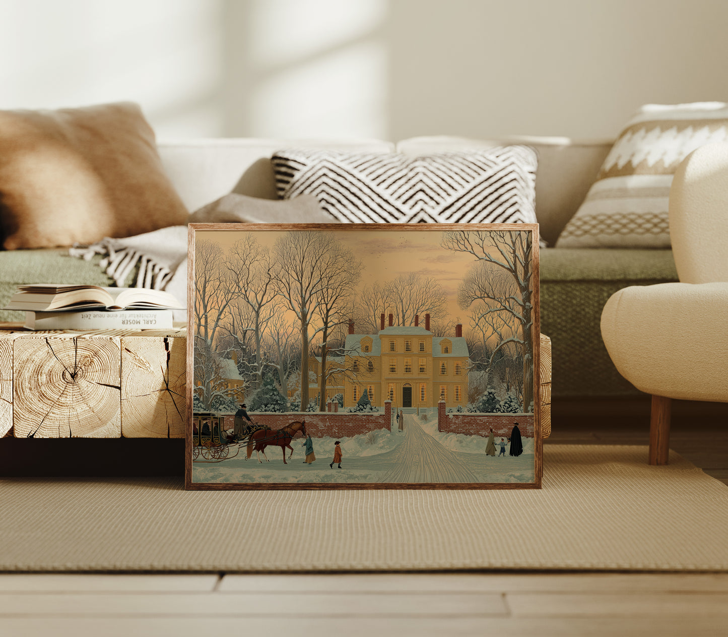 Yellow Manor Awaits Winter Evening