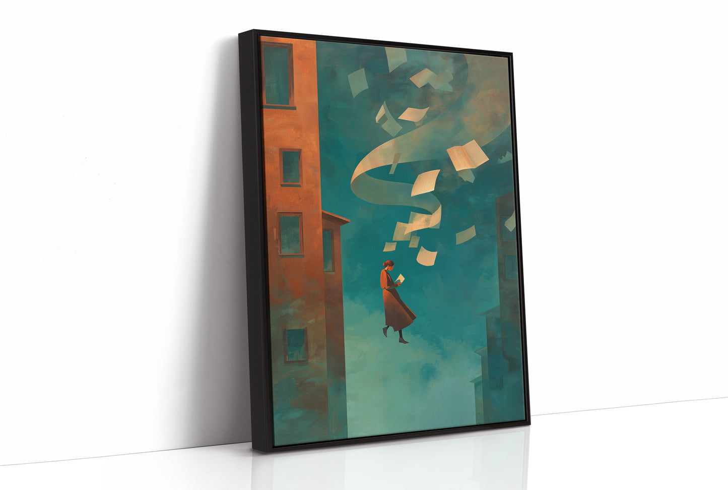 Stories Lift Her Between Buildings