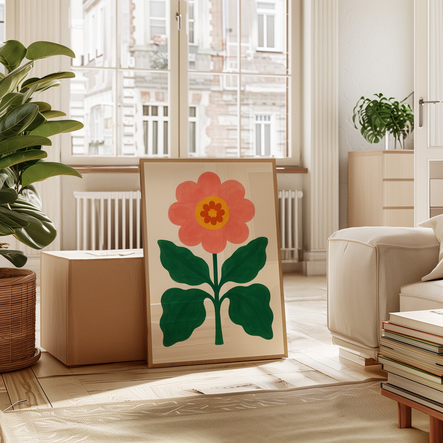 Sunny Bloom in Coral and Green