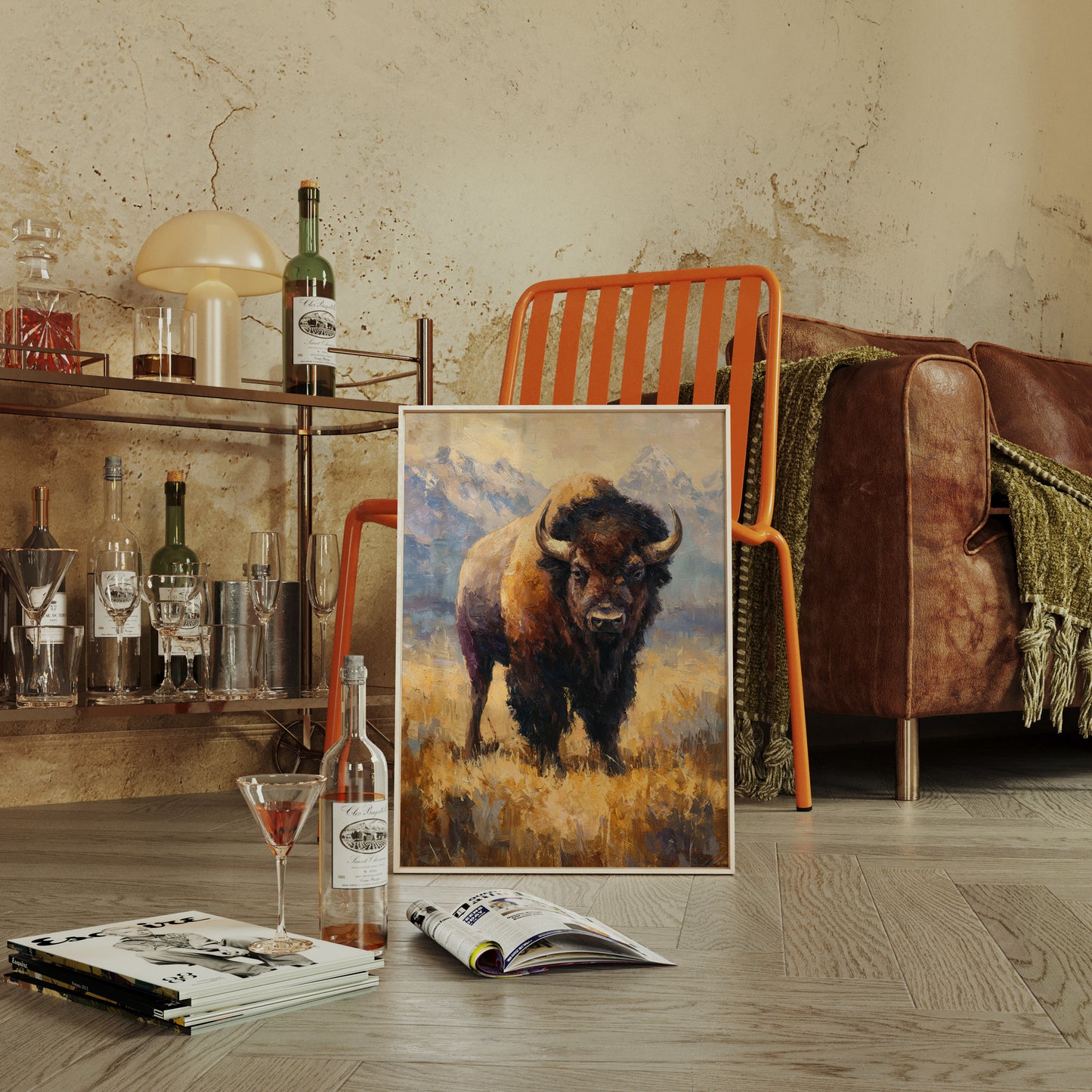 Majestic Bison in Golden Grasslands