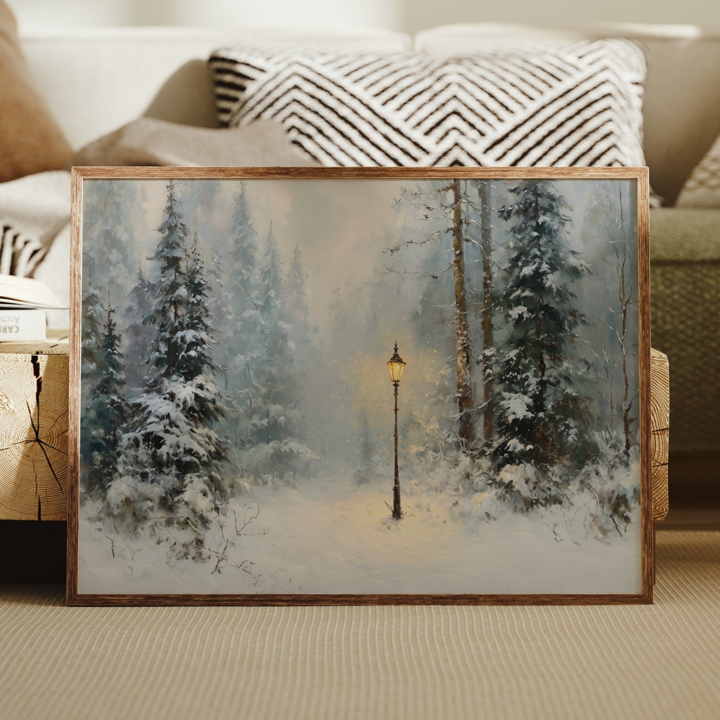 Lone Lamplight Guides Winter's Path