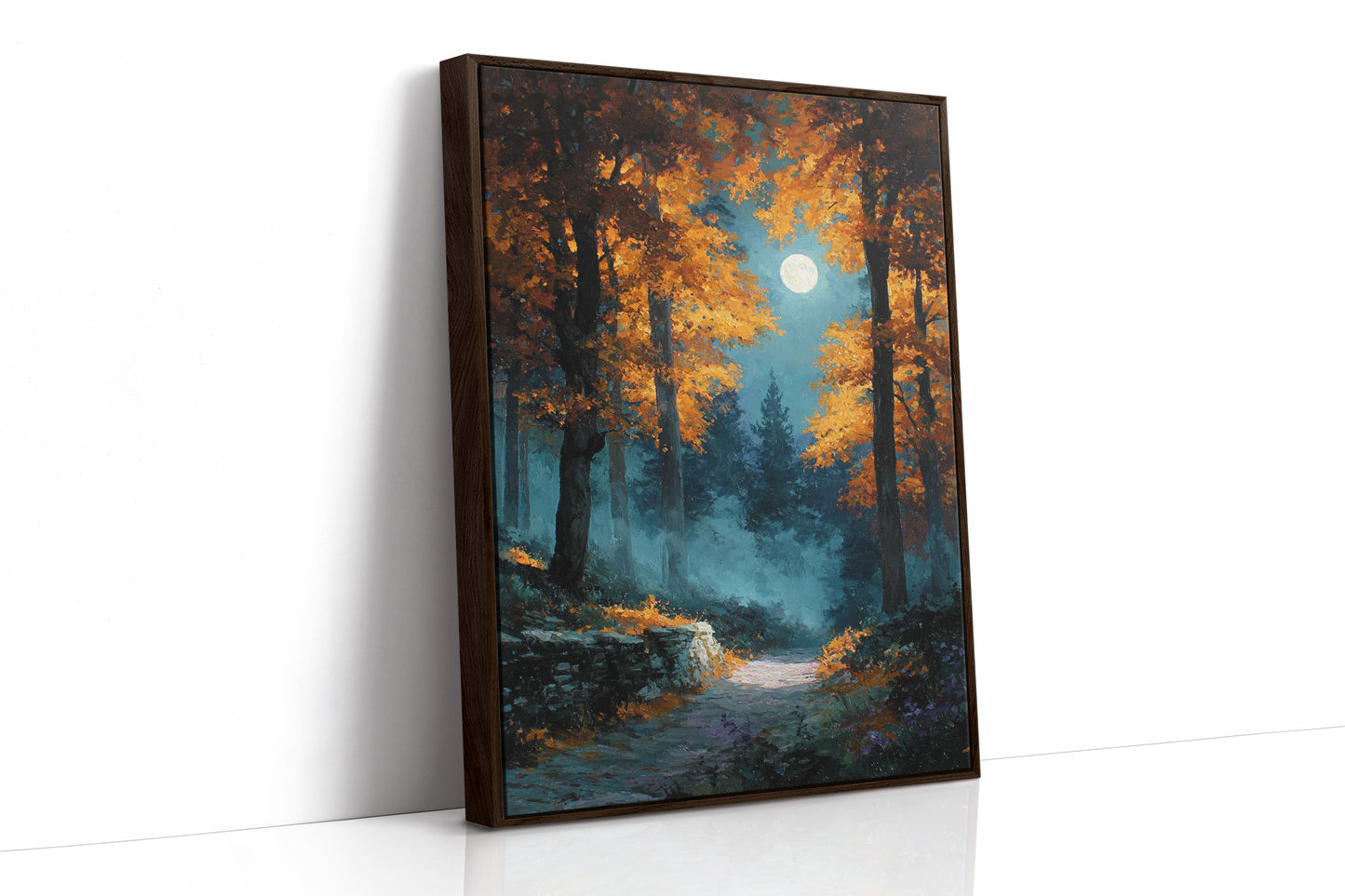 Moonlit Path Through Autumn's Embrace