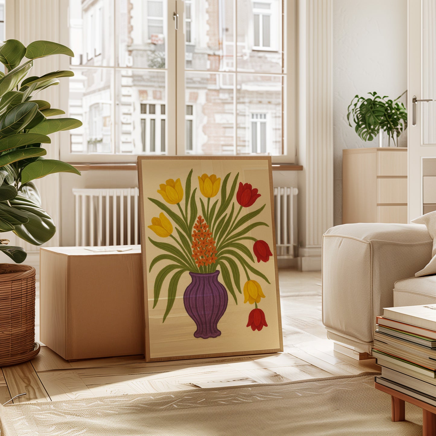 Tulips in a Plum Vase