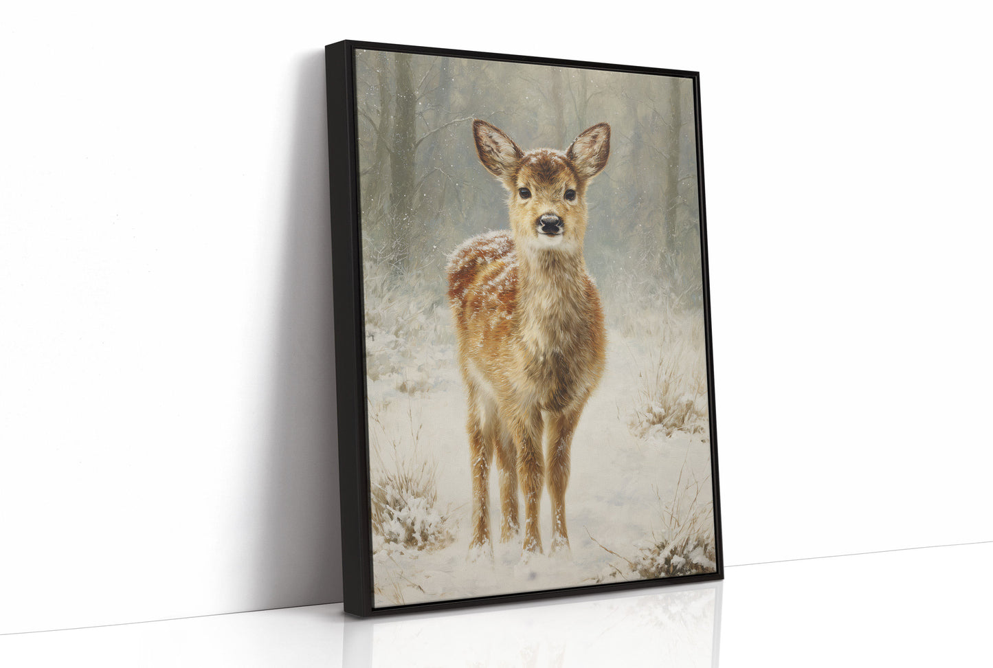 December Fawn Meets Morning Snow