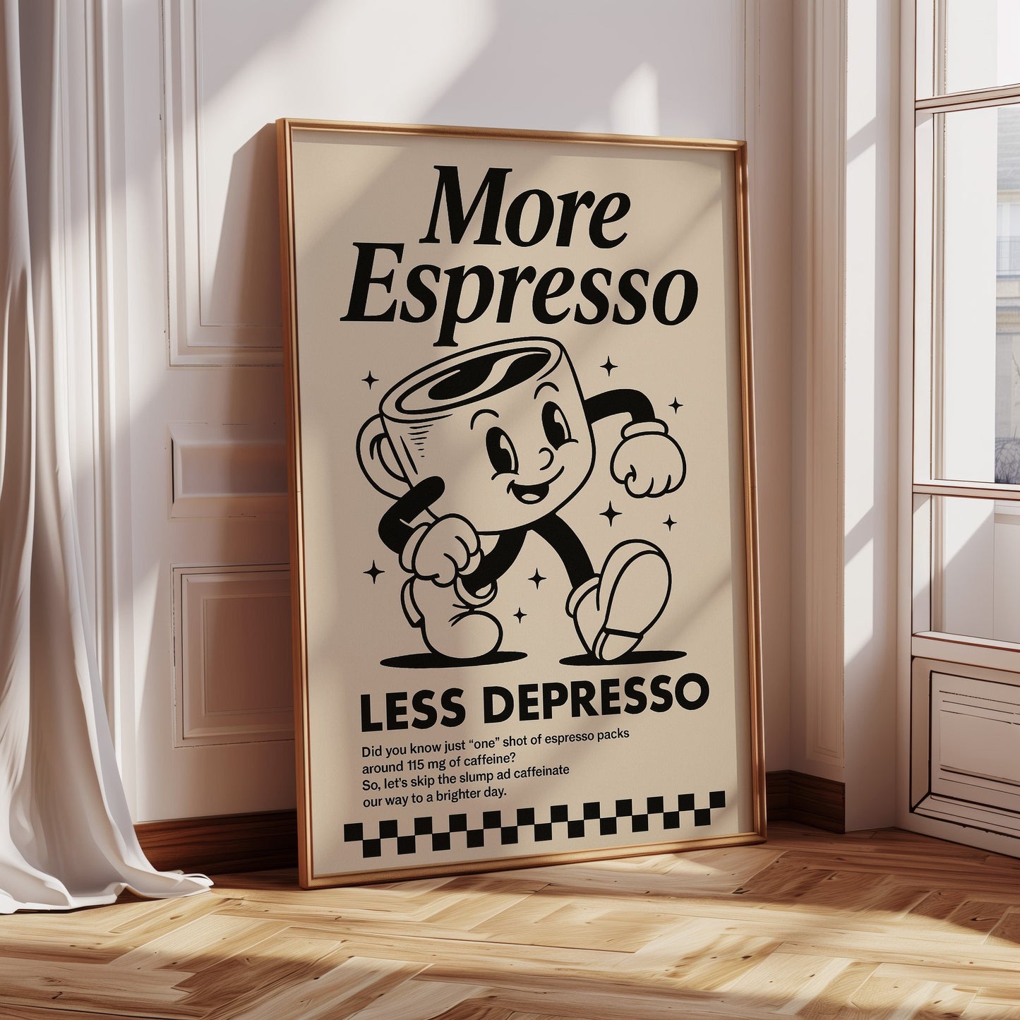 More Espresso, Less Depresso – Vintage Coffee Poster Print