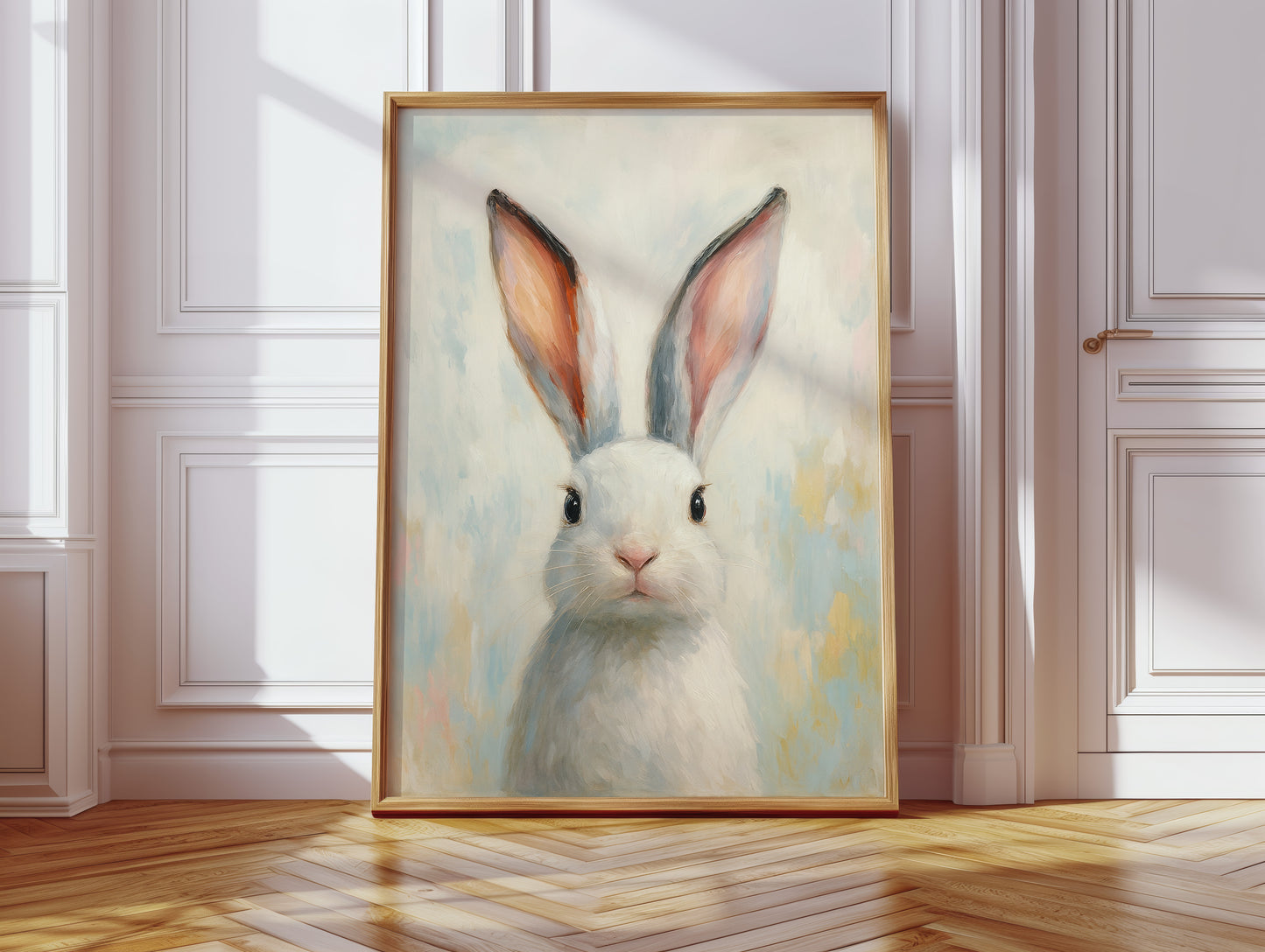 Bright Eyed Bunny in Soft Pastels