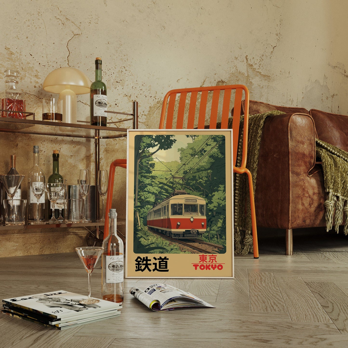 Retro Tokyo Railway Poster – Japanese Train Wall Art, Vintage Travel Print