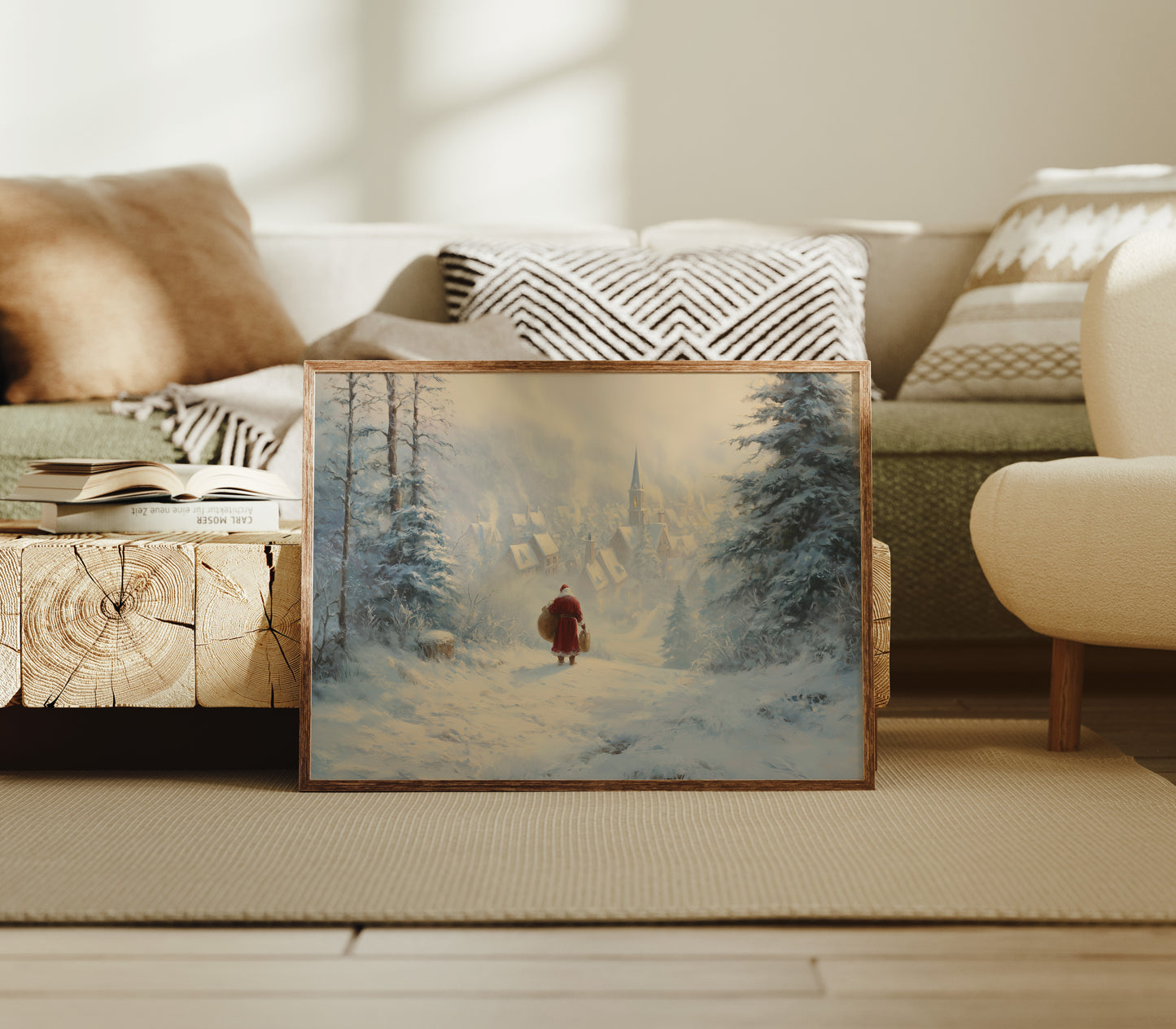 Snow Path Leads To Village Light