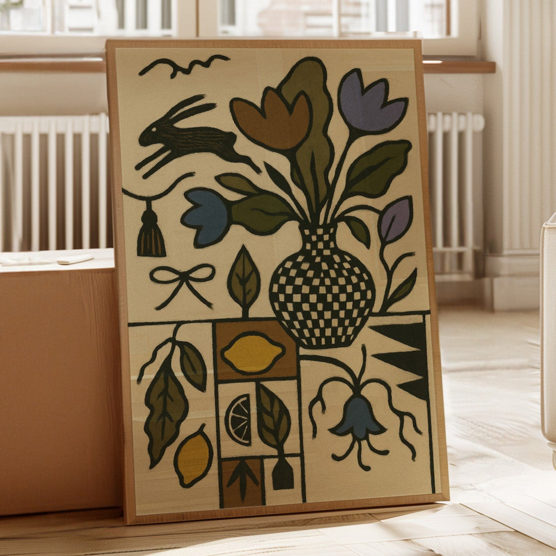 Lemon Rabbit Folk Vase