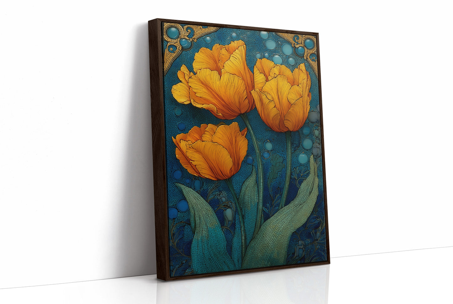 Three Tulips in a Tiled Dream