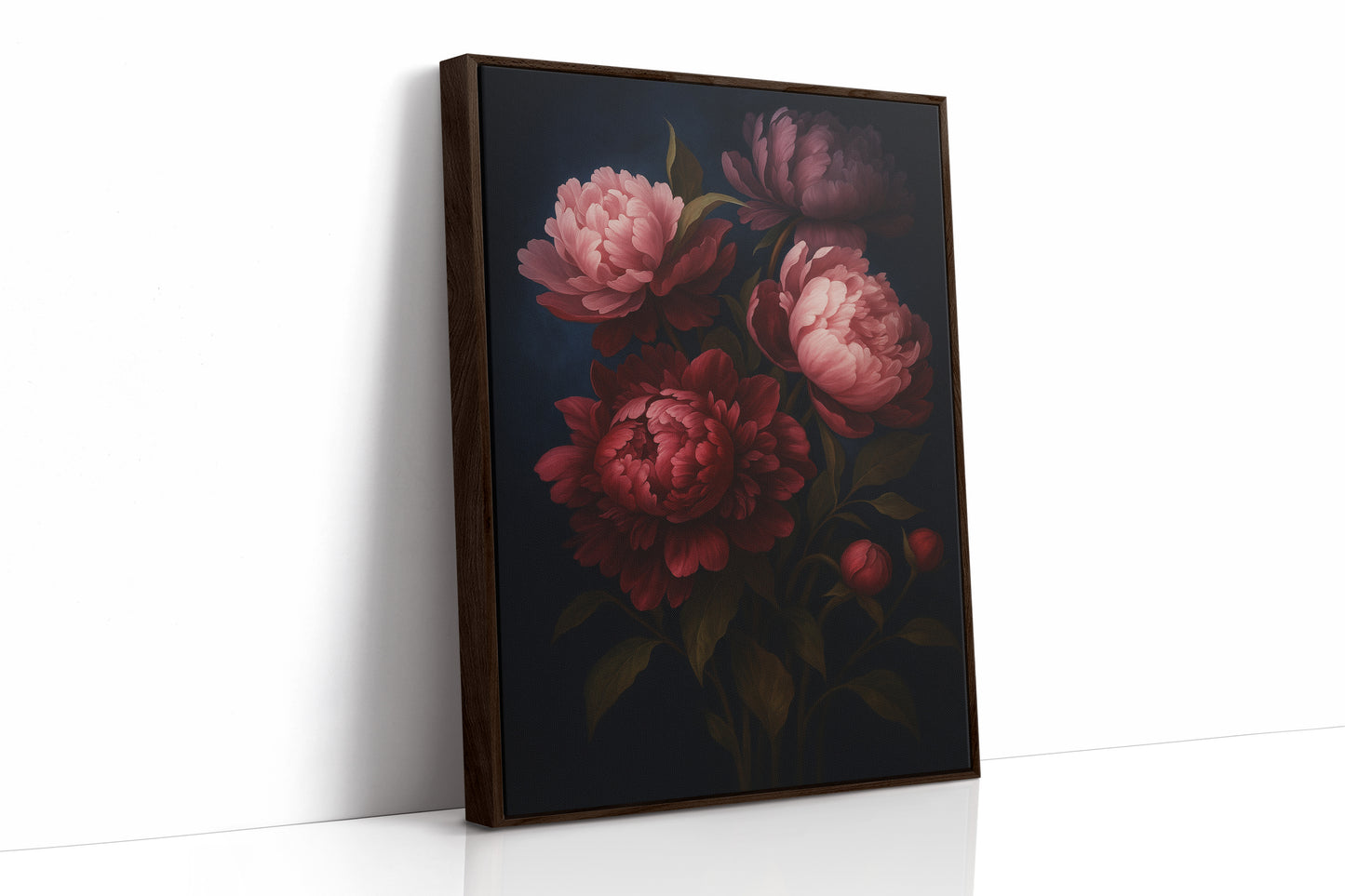 Crimson Peonies in Midnight Bloom