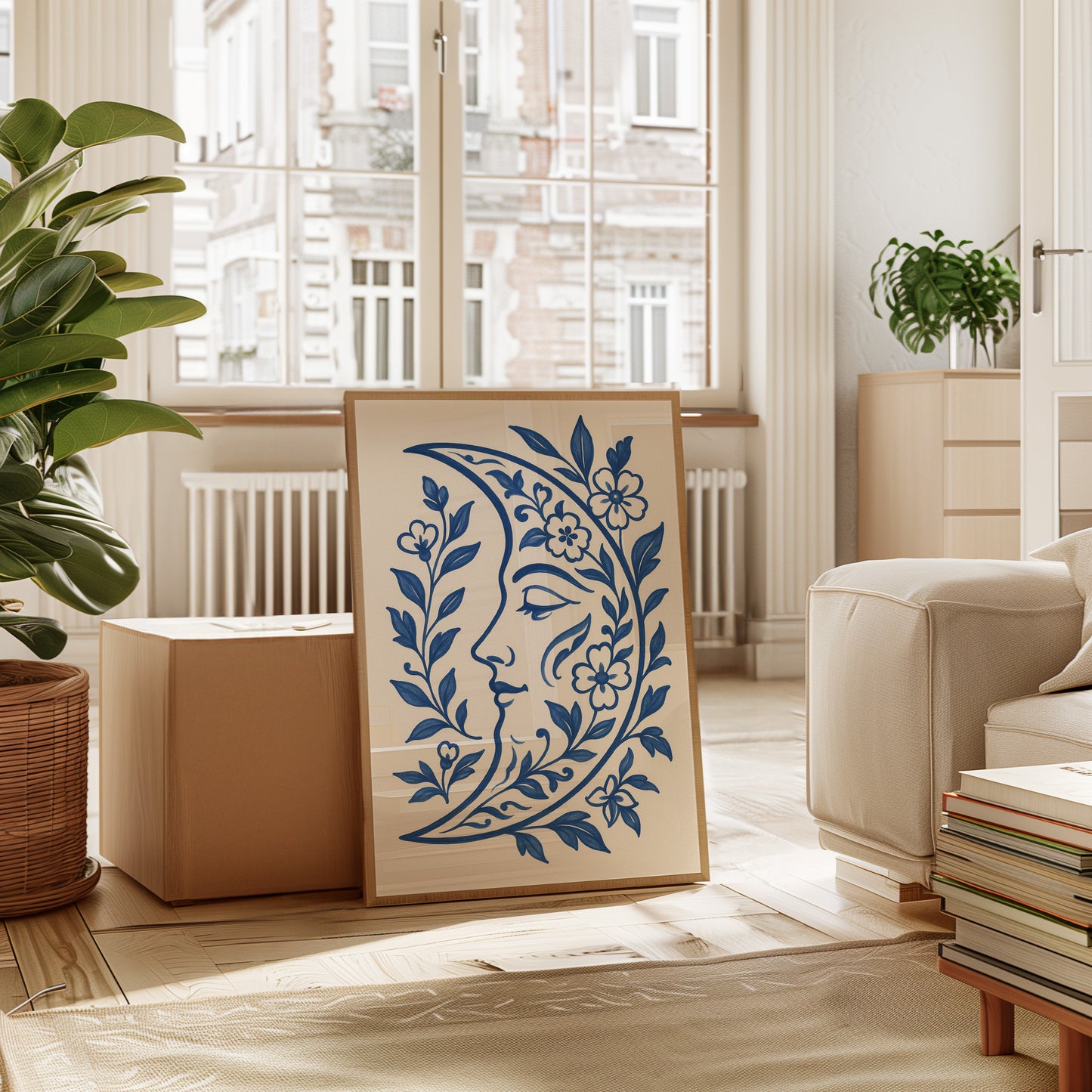 Floral Moon in Indigo Bloom