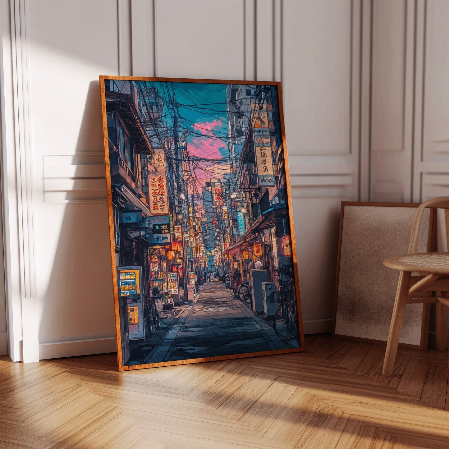 Vibrant Tokyo Street Art Print – Neon Cityscape Aesthetic