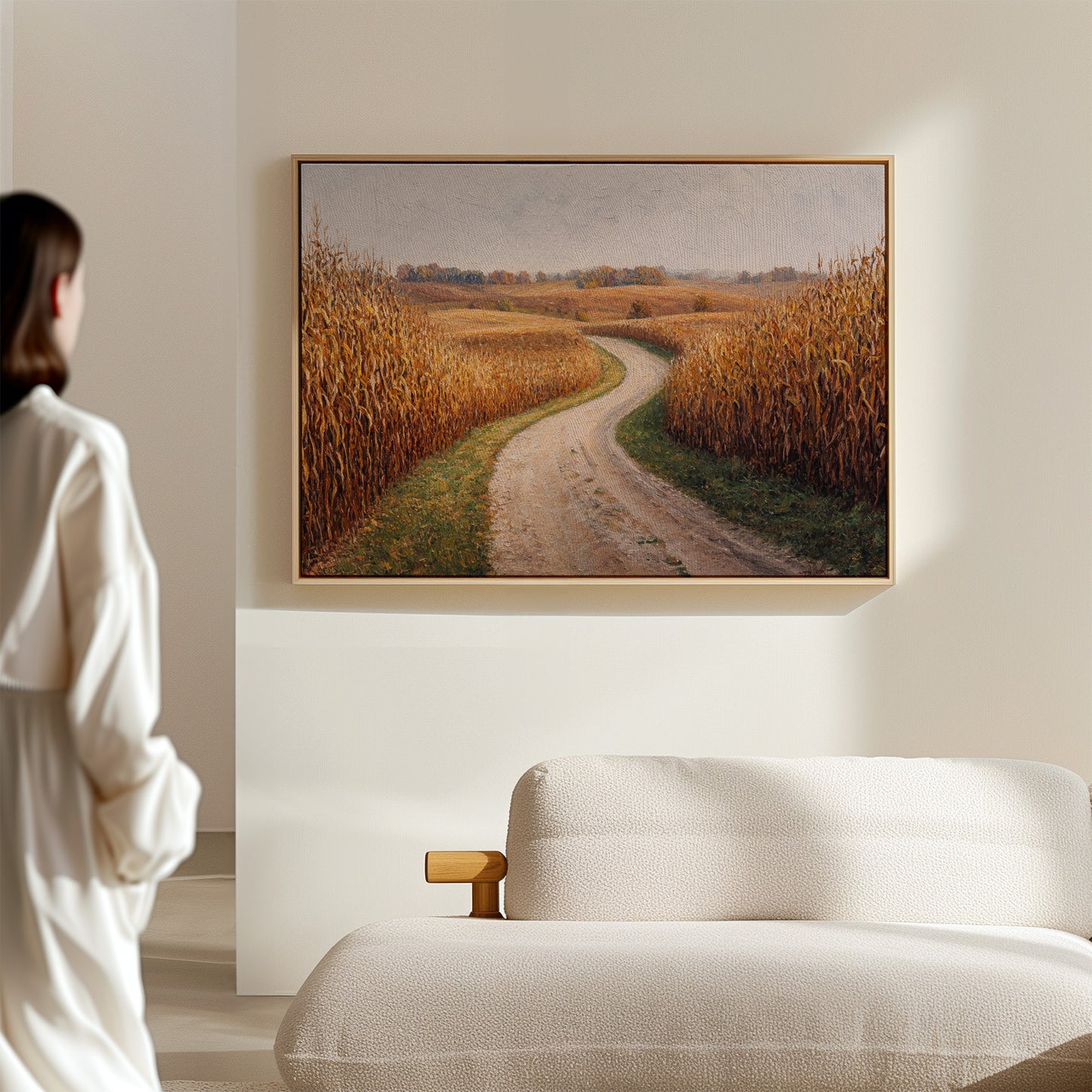 Harvest Path Winds Through Golden Fields