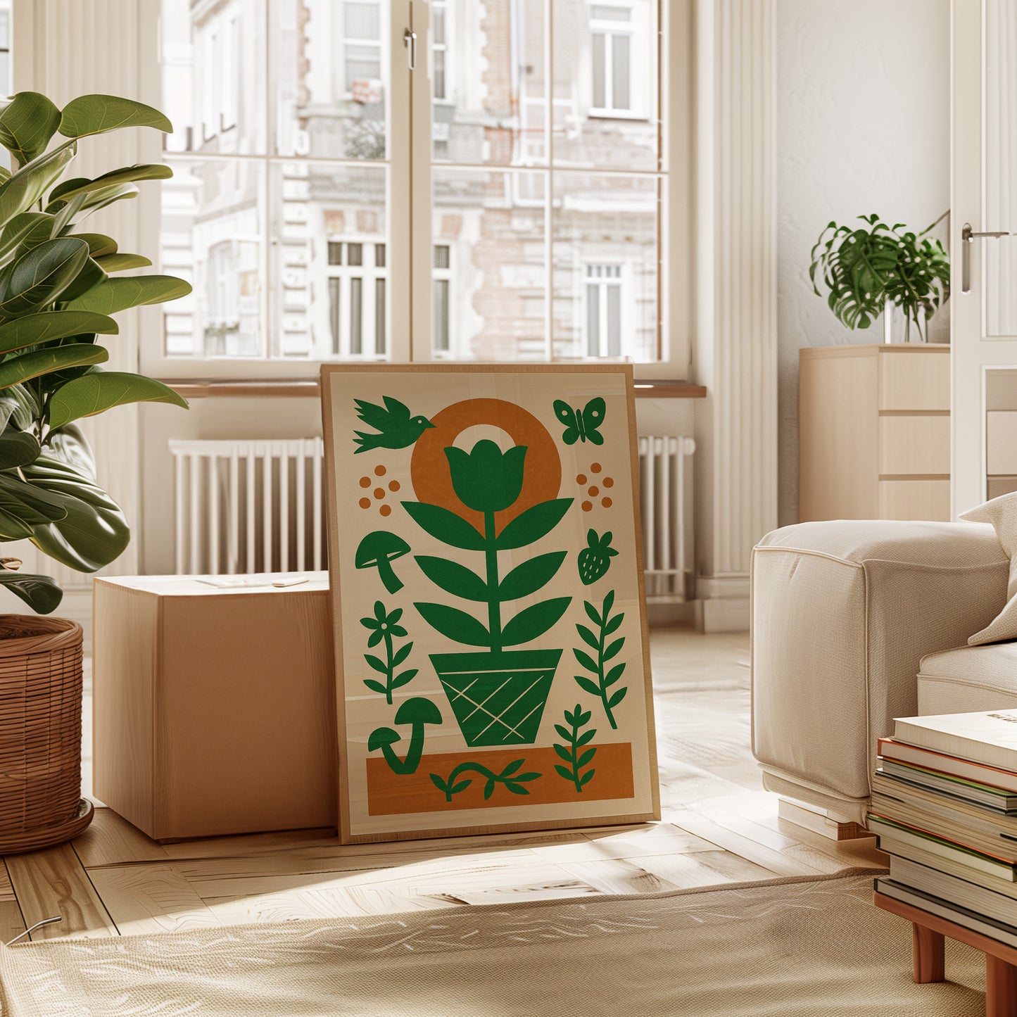 Folk Garden with Bird and Butterfly