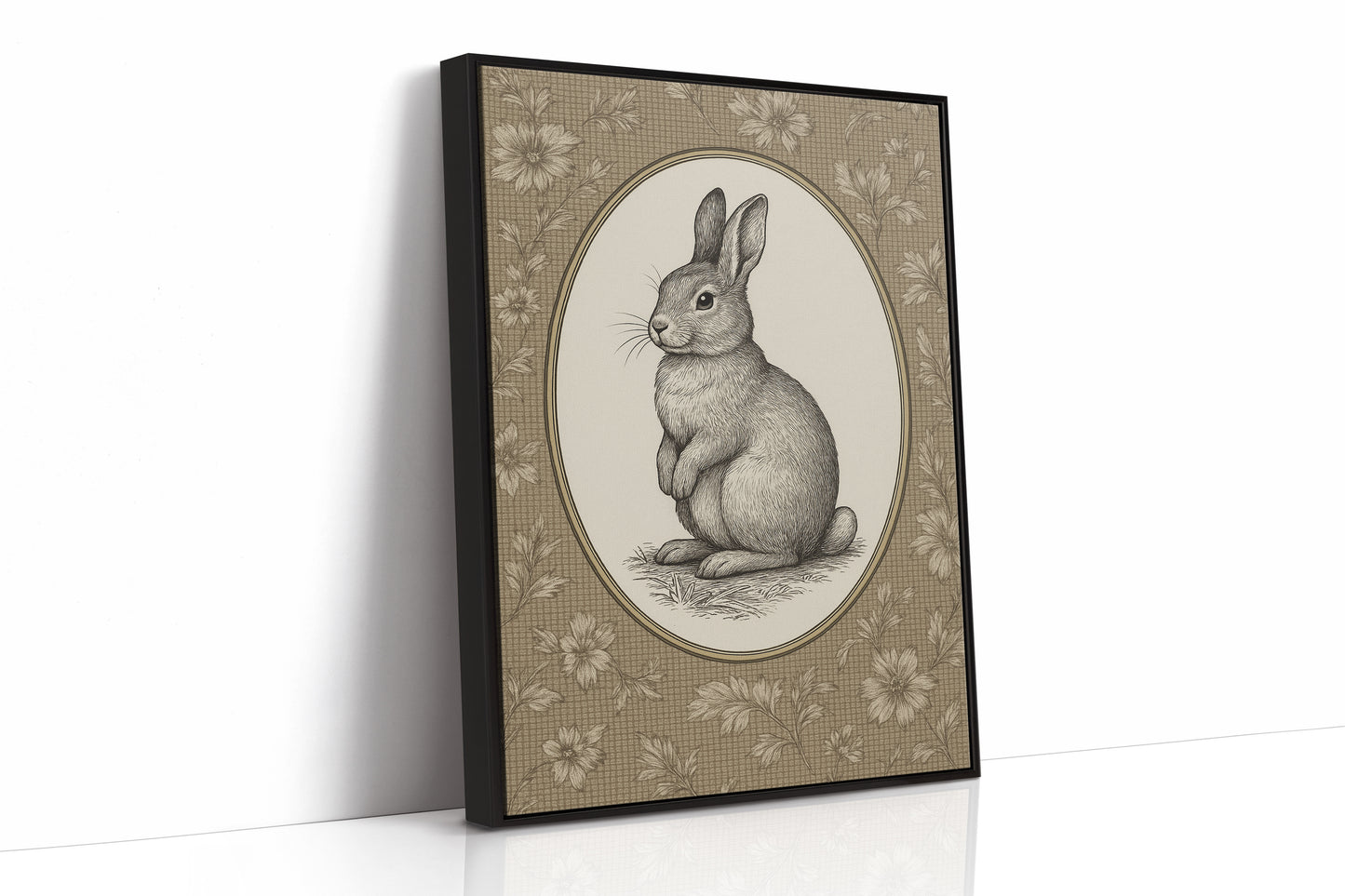 Victorian Rabbit in Floral Frame