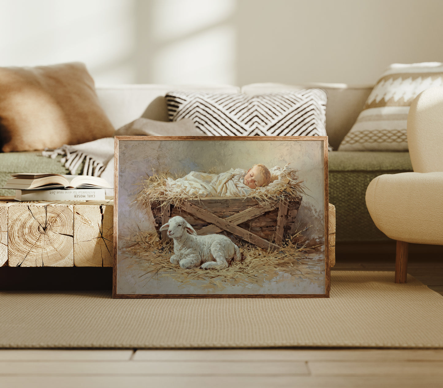 Gentle Lamb Guards Winter's Peace