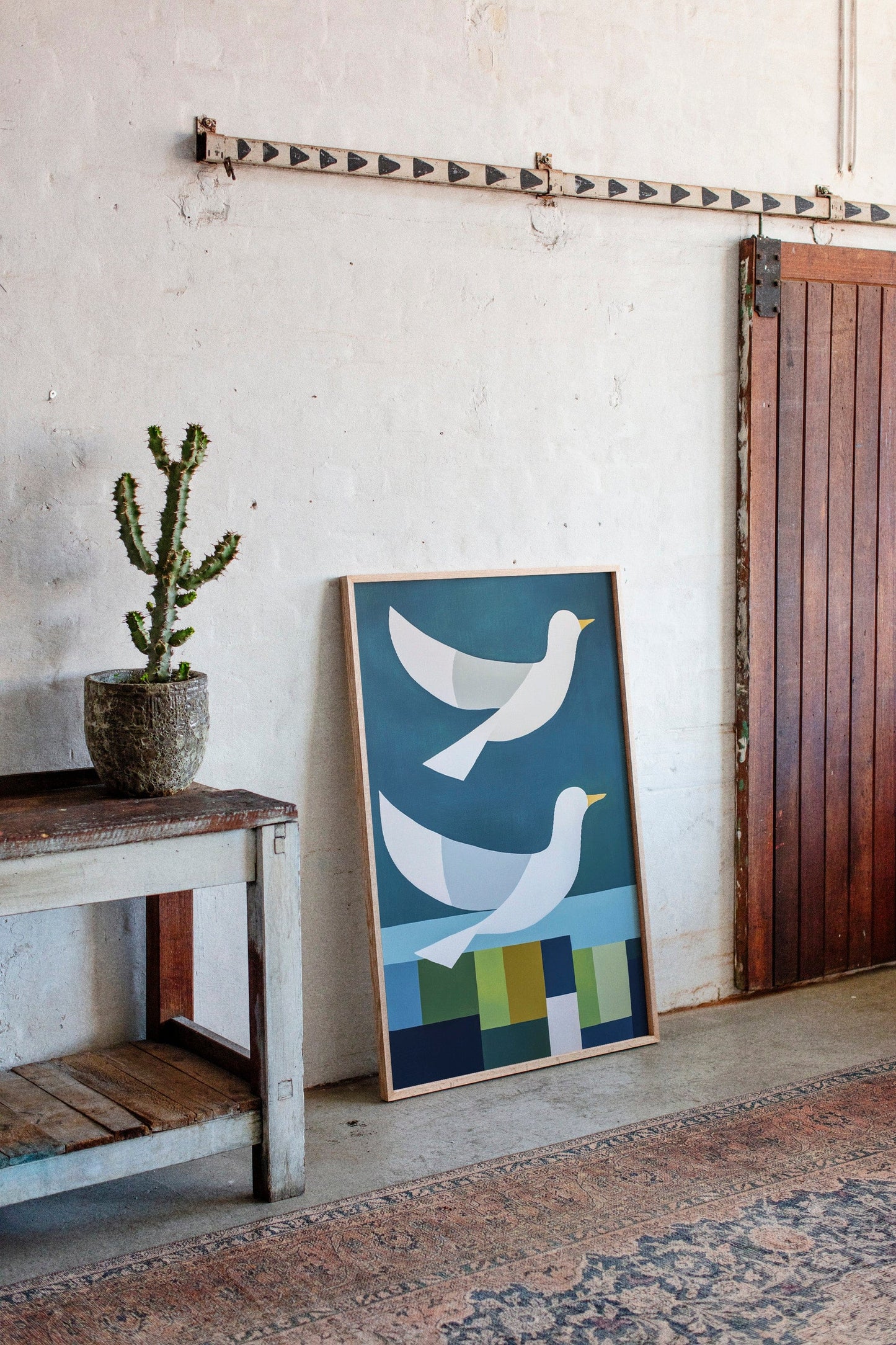 Peace Doves Above Geometric Fields