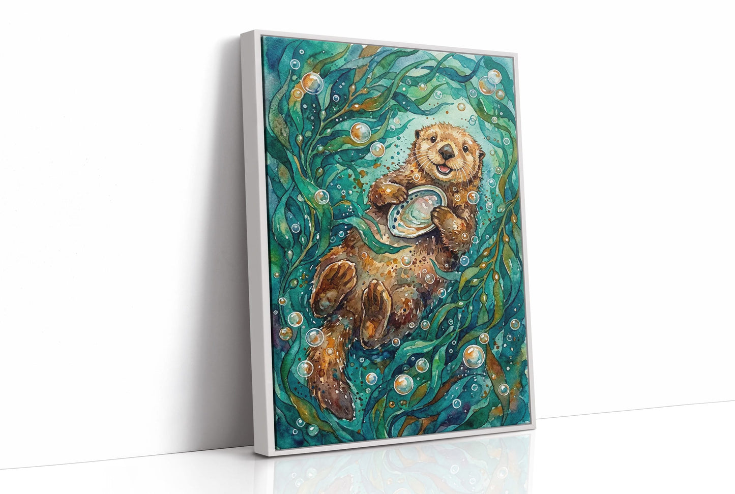 Snack Time: Watercolor Sea Otter Study
