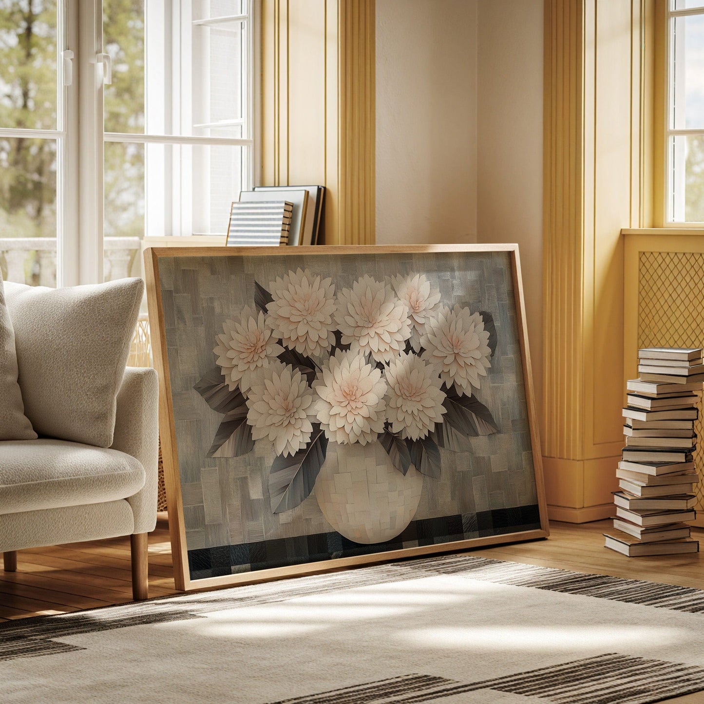 Blush Dahlias In Woven Light