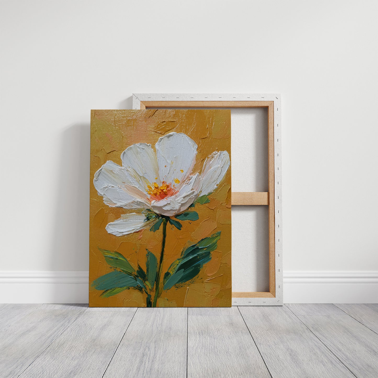 One White Bloom on Gold