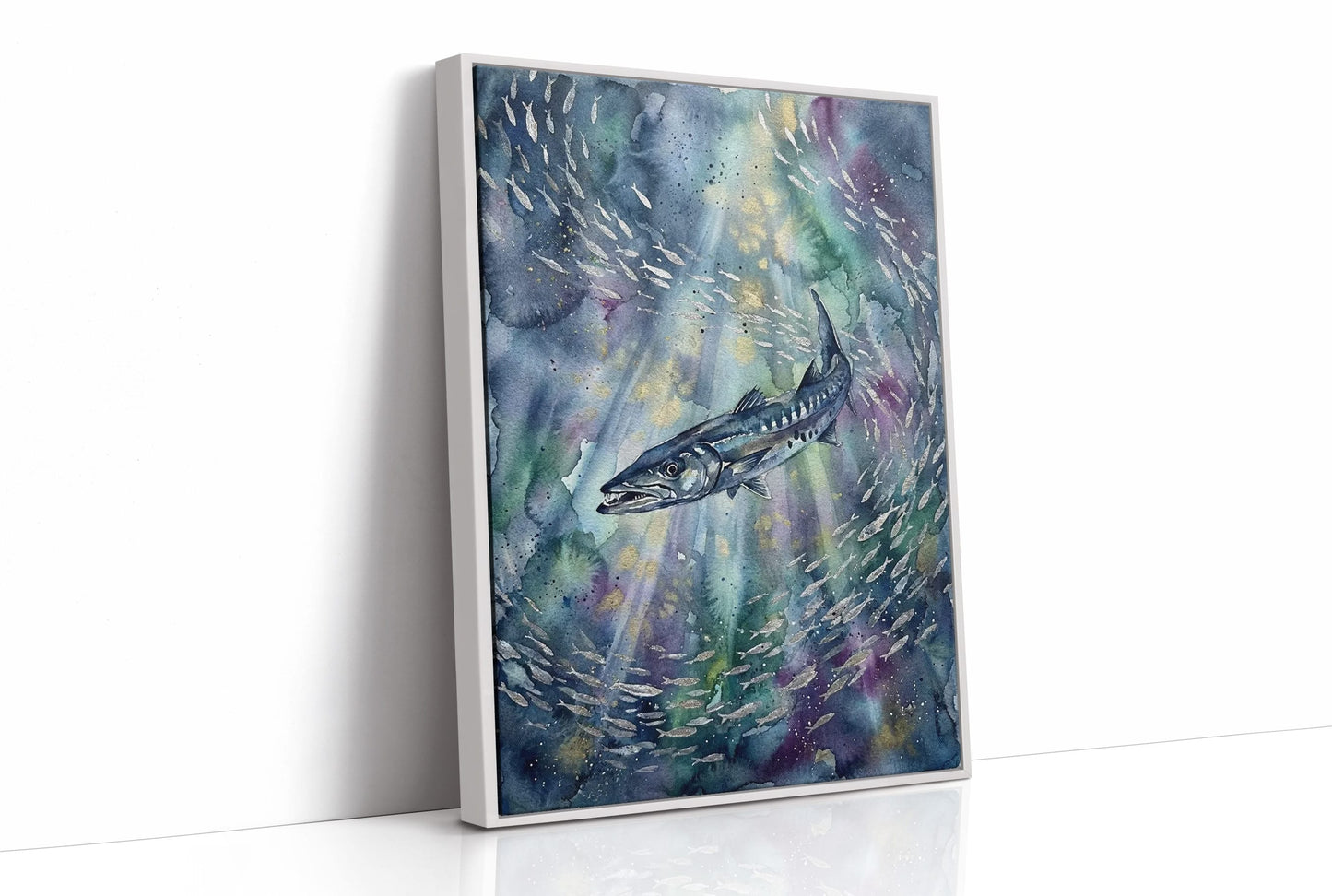 Bait Ball Hunter: Watercolor Barracuda Study