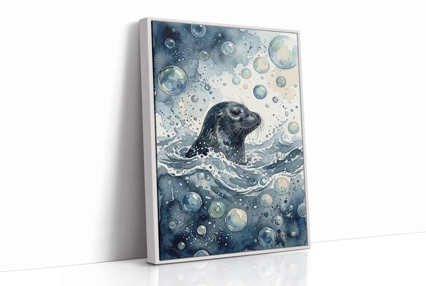 Surface Breath: Watercolor Harbor Seal Study