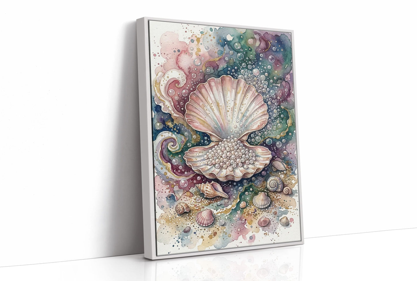 Pearl Cache: Watercolor Scallop Shell Study
