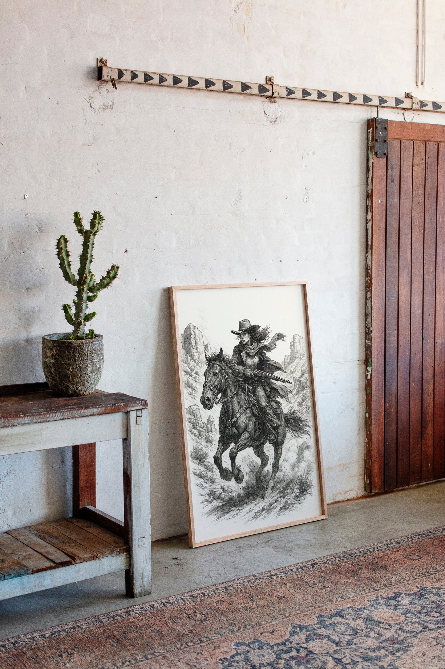 Grit & Dust – Cowgirl Outlaw Western Sketch Print