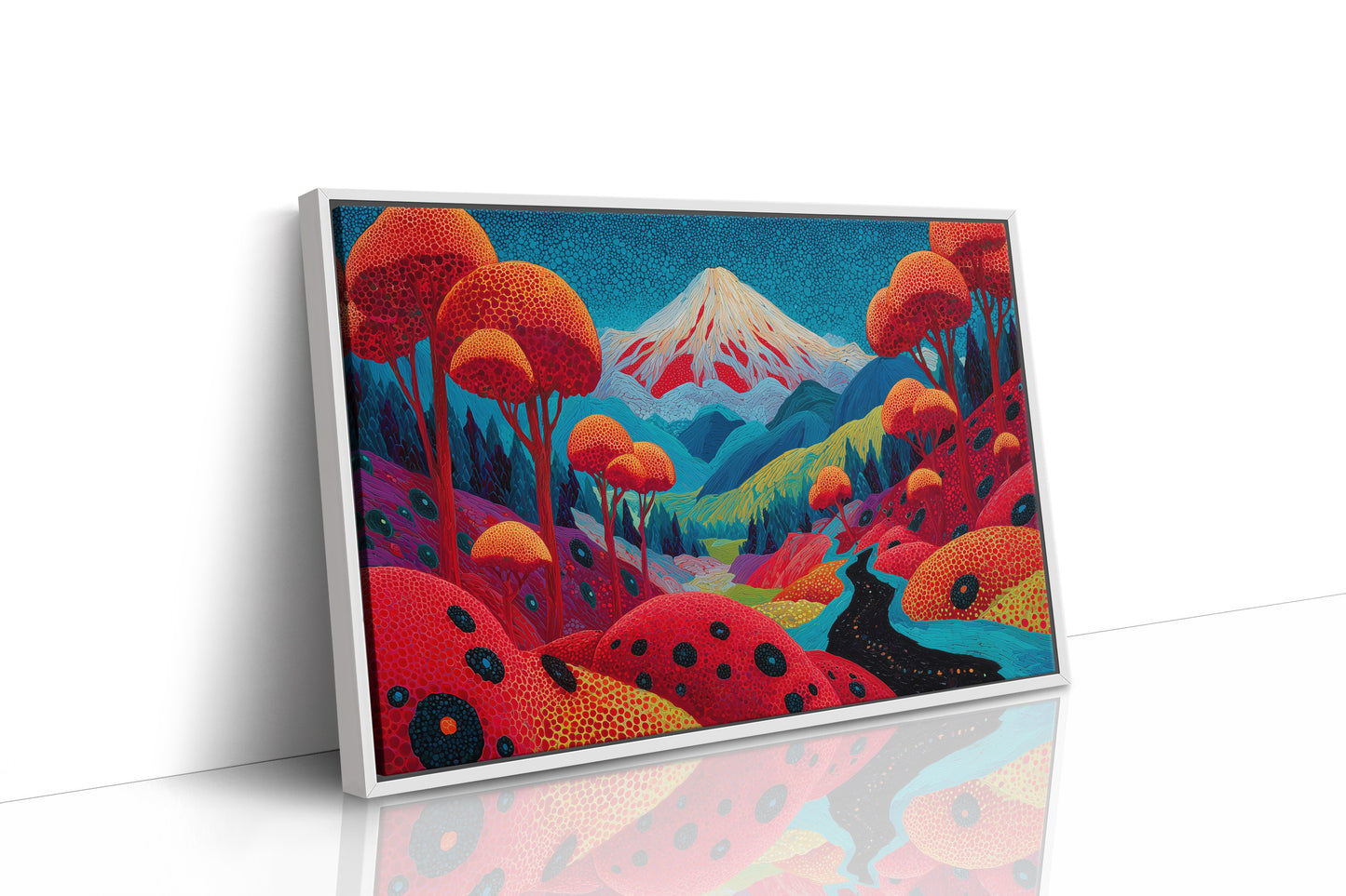 Sacred Peak Through Crimson Forest