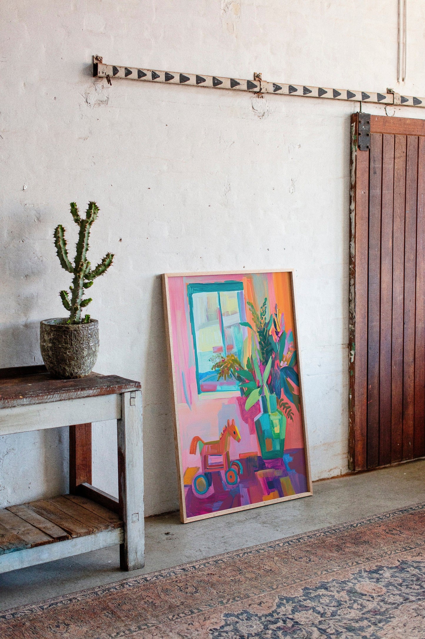 Wooden Horse By Summer Window
