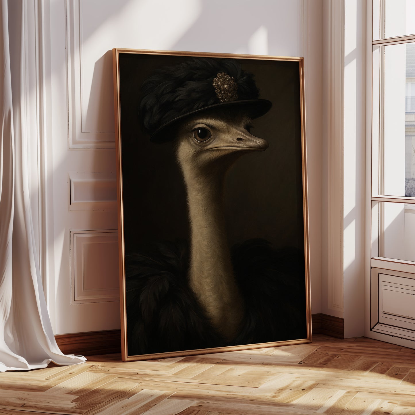 Ostrich in a Feathered Hat