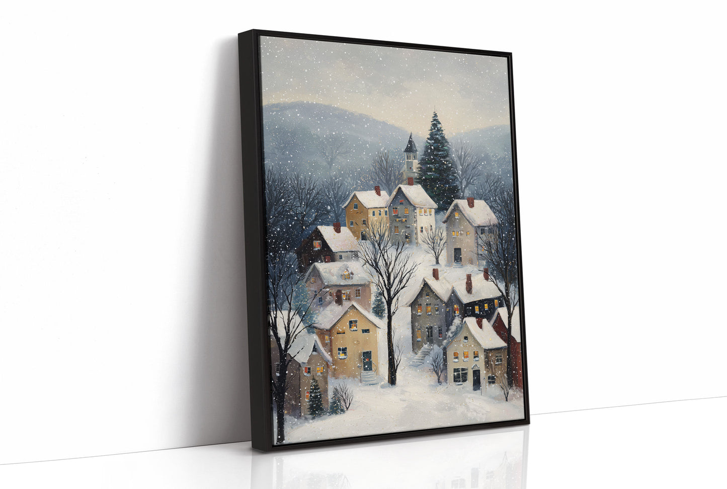 Snow Falls On Winter's Quiet Village