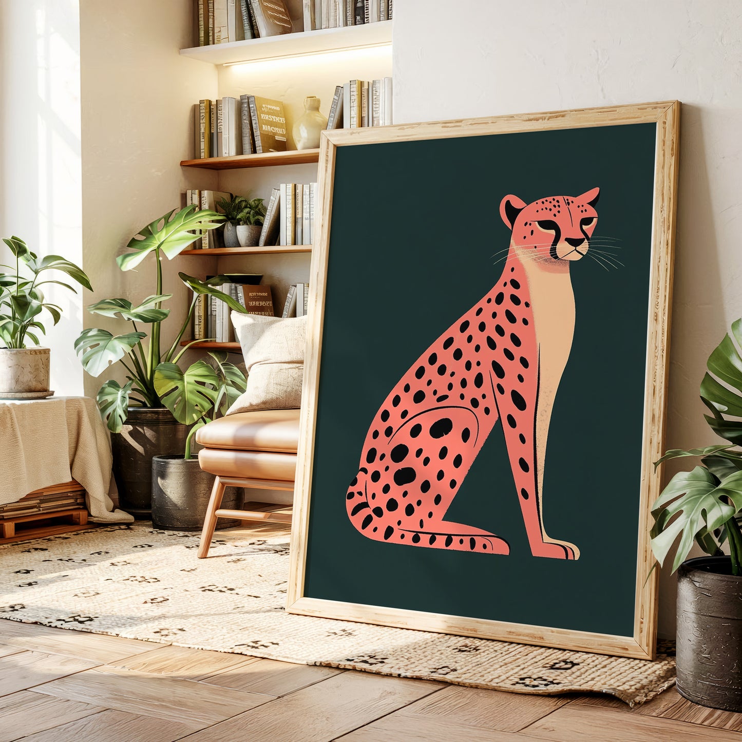 Pop Art Cheetah in Coral