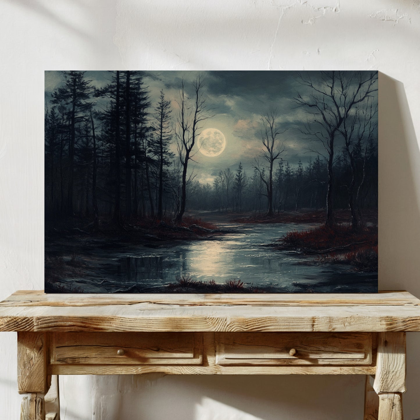 Moonlit Waters Through Winter Woods