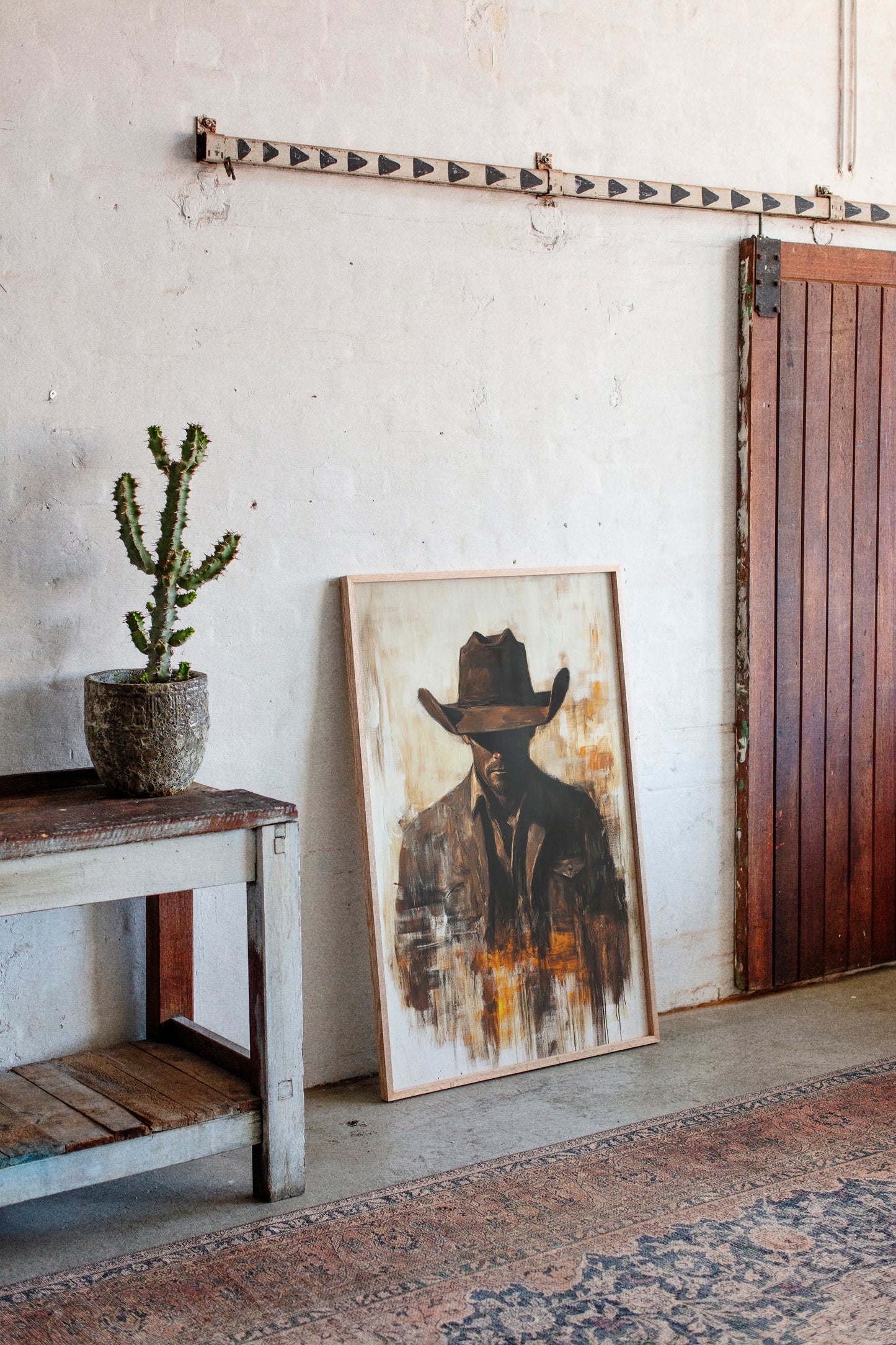 Lone Cowboy in Shadow and Flame