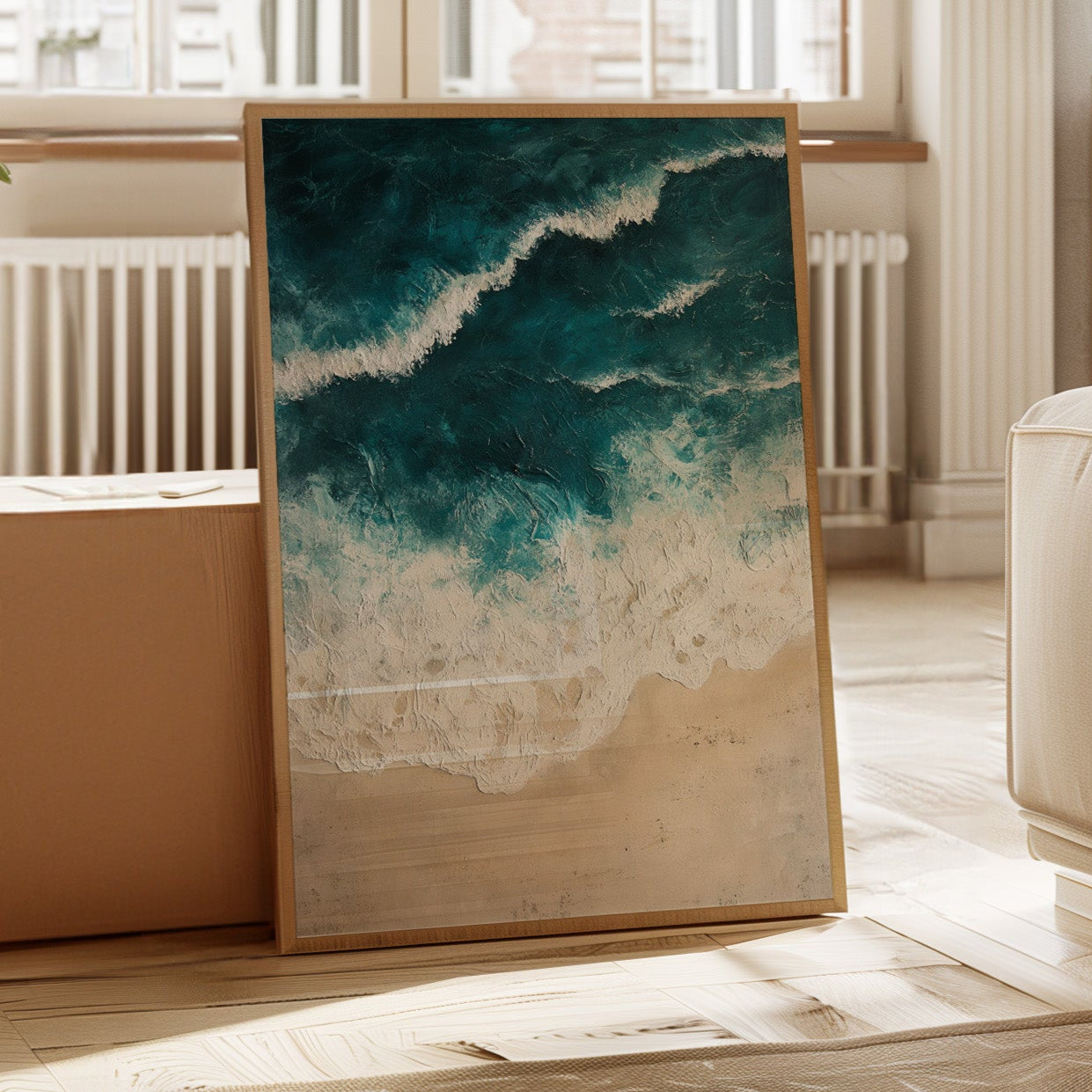 Textured Shoreline in Teal and Sand