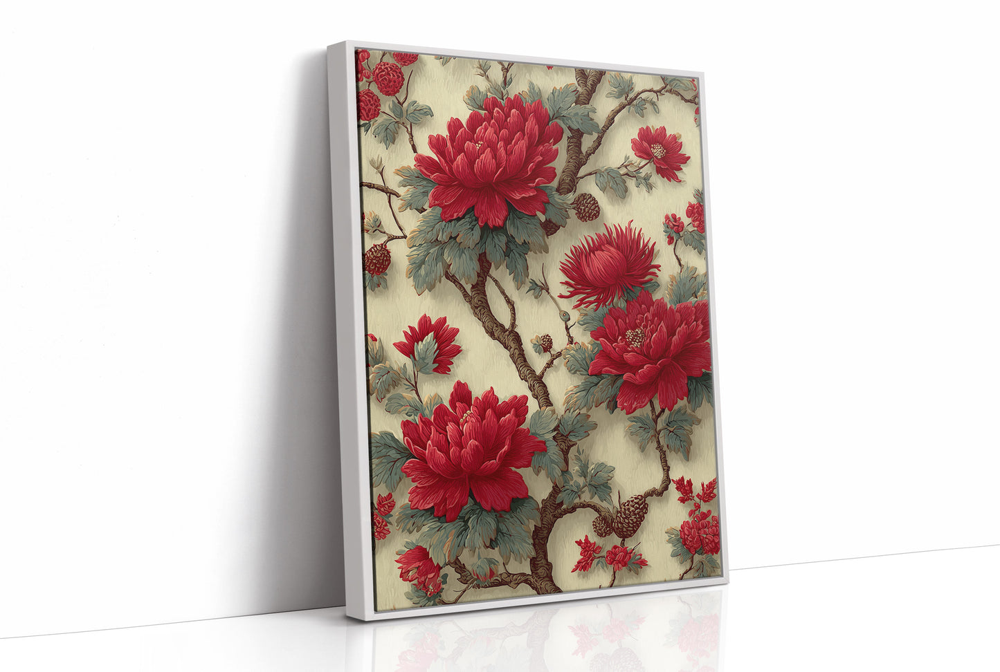 Red Blooms on Ivory Branches