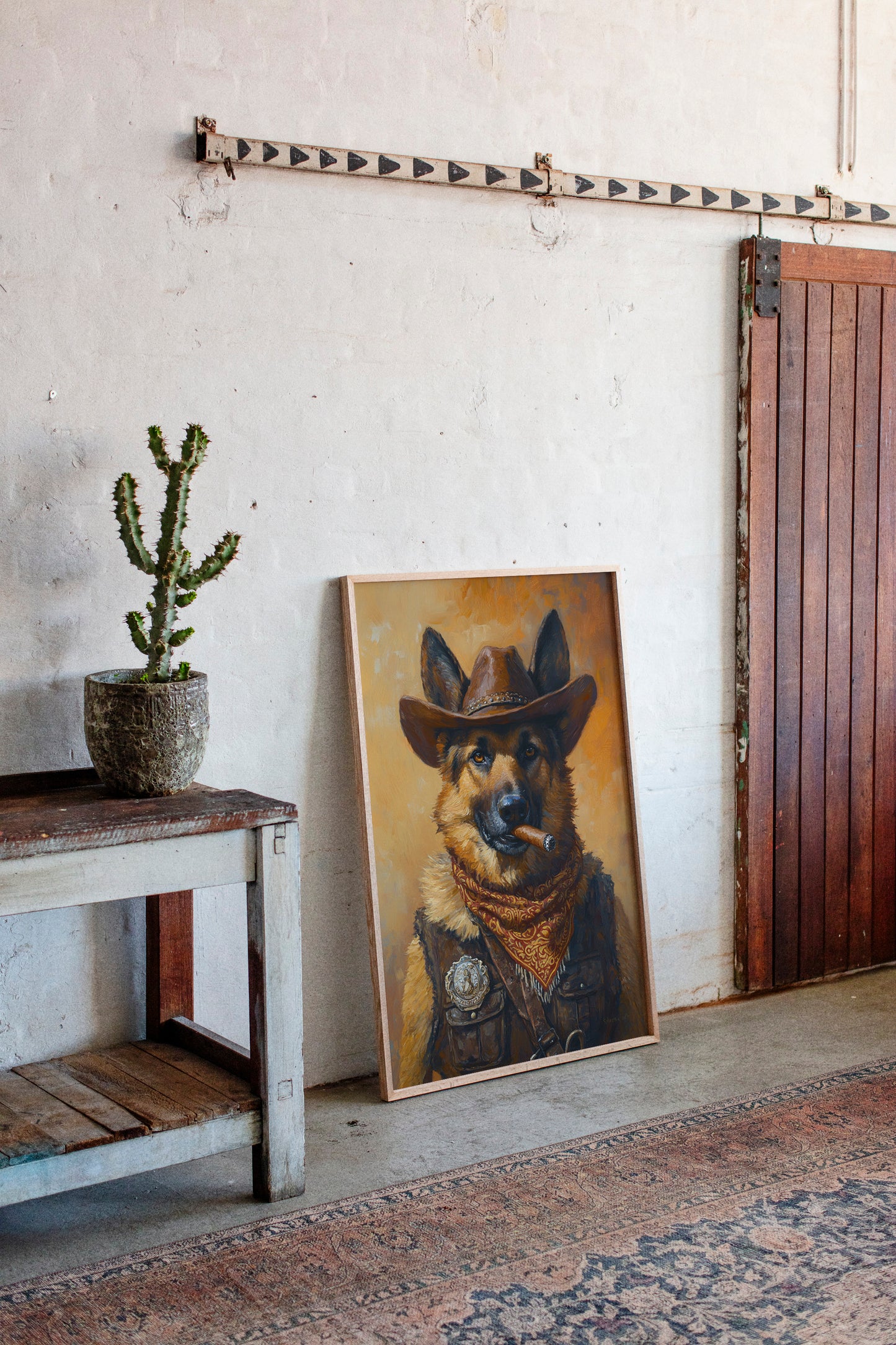 German Shepherd Sheriff in the Saddle