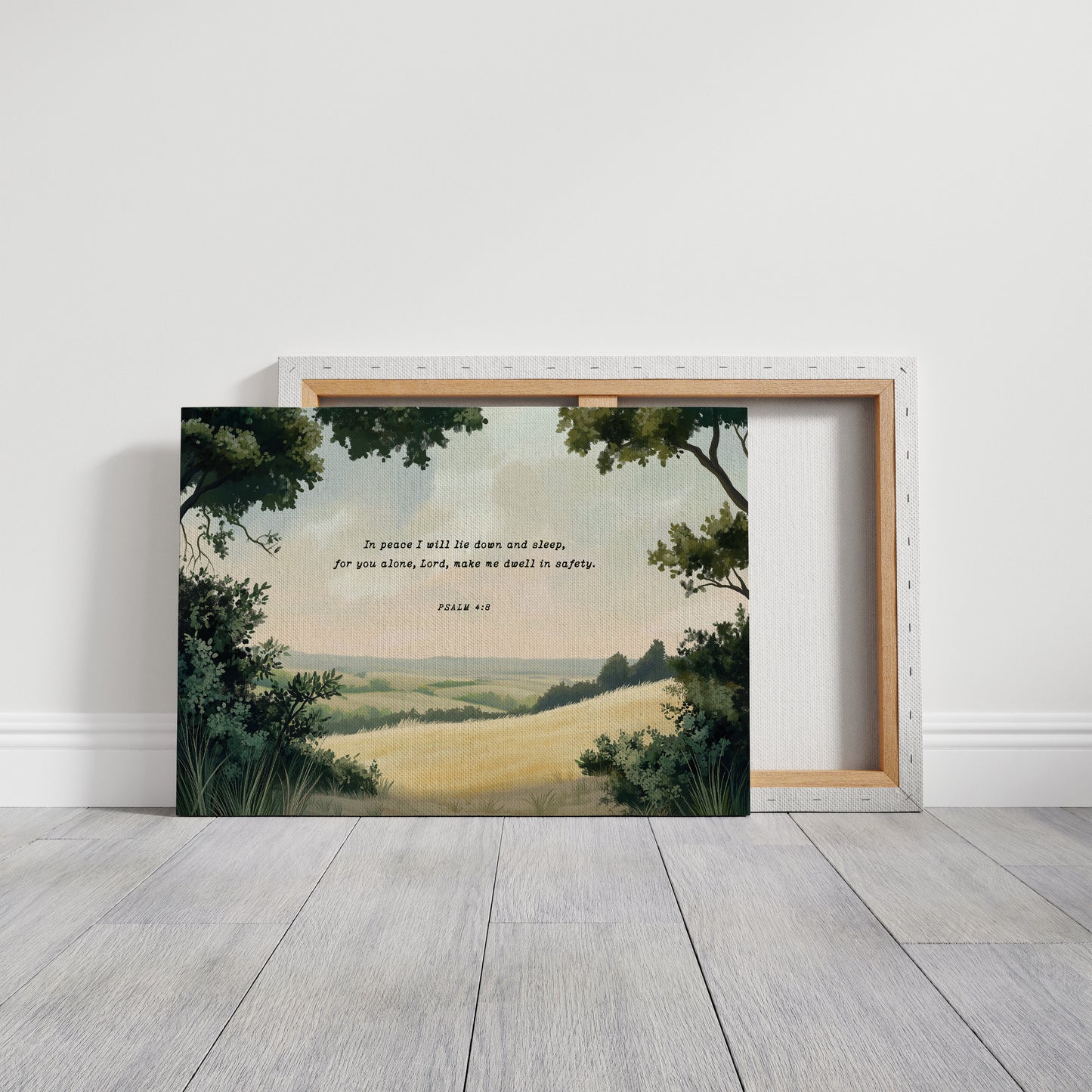 Peaceful Meadow with Psalm 4:8 Scripture