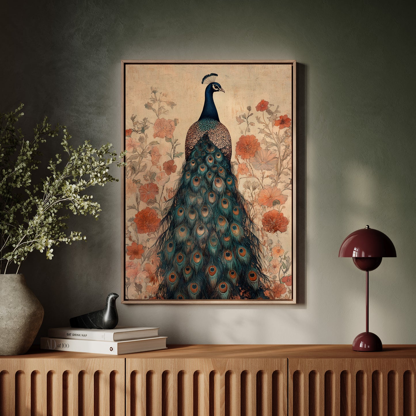 Antique Elegance with Scarlet Bloom