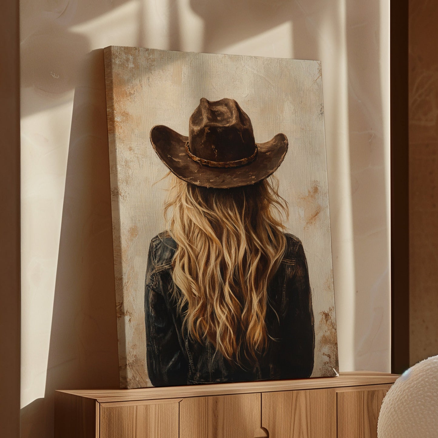 Wild West Blonde in Denim and Hat