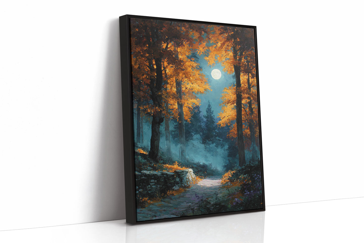 Moonlit Path Through Autumn's Embrace