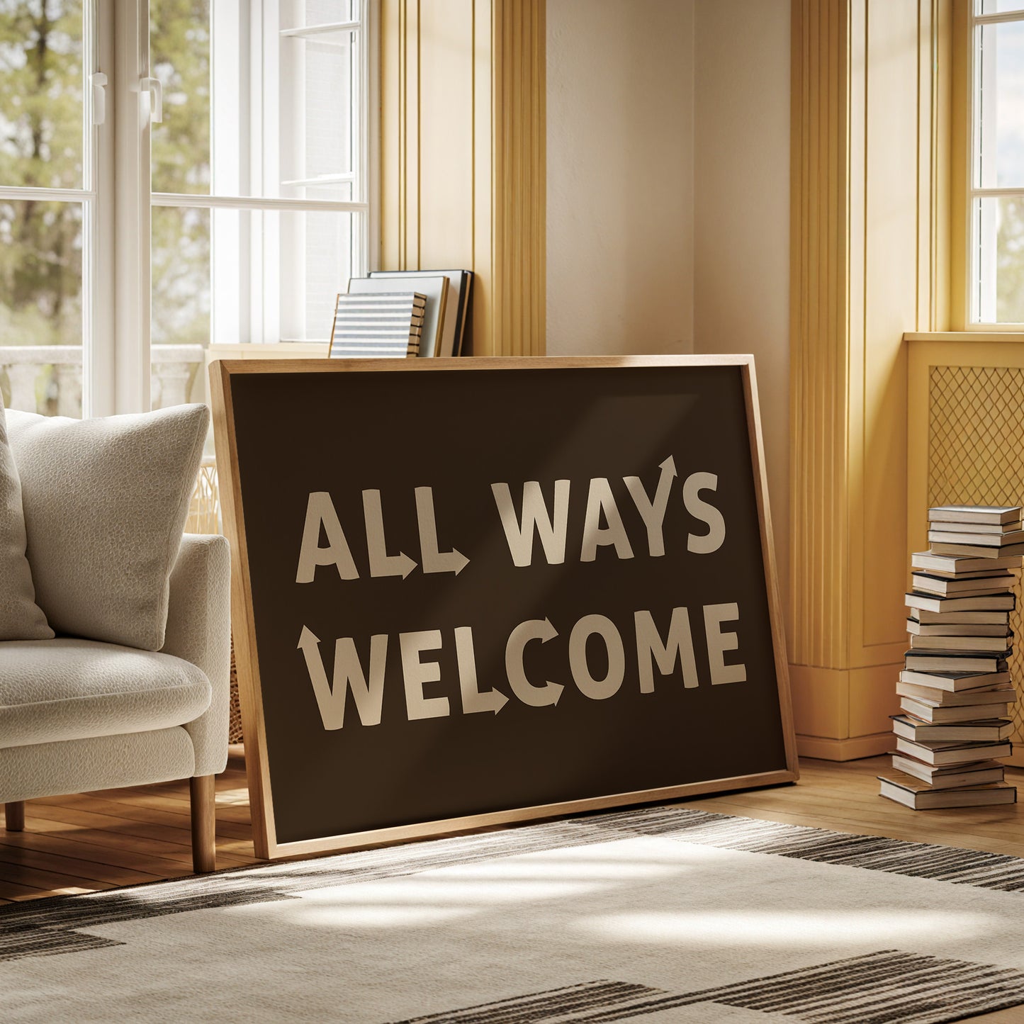 All Ways Welcome Bold Dark Background Print