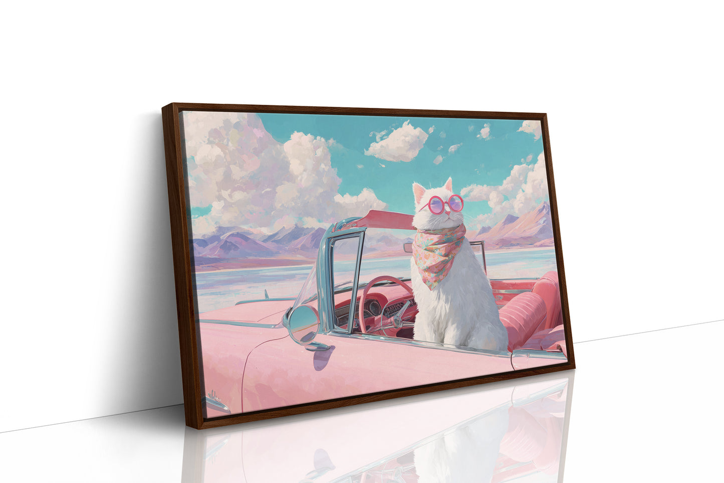 Desert Drive With Pink Skies