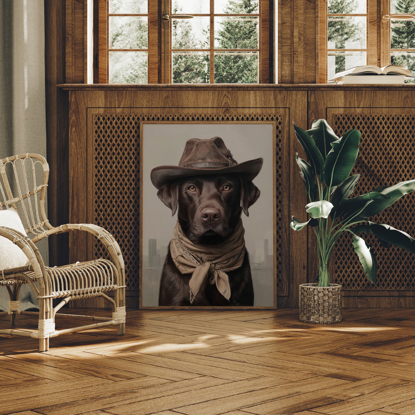 Chocolate Lab Rides The Range