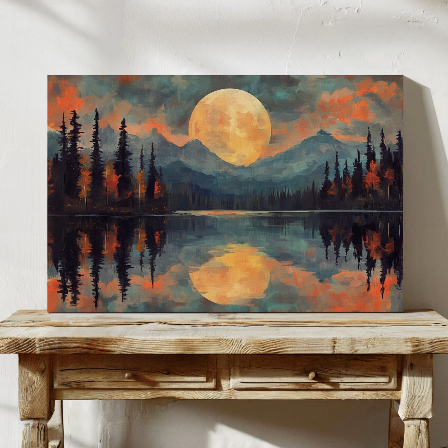 Moonlit Lake Mirrors Mountain Dreams