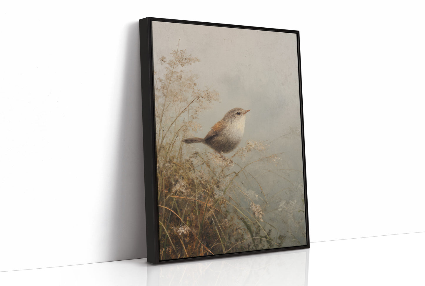 Wren Perches Among Autumn Reeds